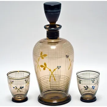 Skleněná retro Karfa na Whisky s uzávěrem a panákem 0,7l