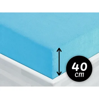 Prostěradlo Froté napínací prostěradlo na extra vysokou matraci FR-017 Azurově modré 180 x 200 - výška 40 cm