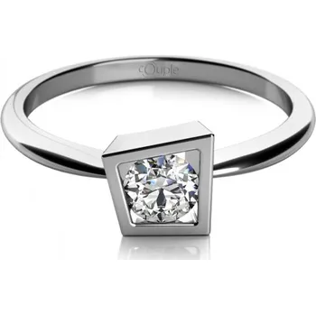 Šperk Couple, Asymetrický zásnubní prsten Lis v bílém zlatě se zirkonem, vel. 52, prům. 16.6 mm, 585-68-1-0631.1B00.0.52.001