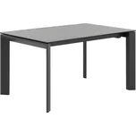 Světle šedý keramický rozkládací jídelní stůl Somcasa Lisa 140/200 x 90 cm s černou podnoží