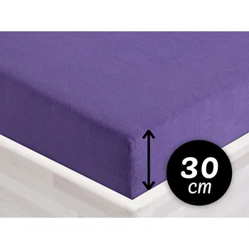 Prostěradlo Froté napínací prostěradlo na vysokou matraci FR-013 Fialové 180 x 200 - výška 30 cm