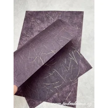 Umělecký papír Sapaimport Morušový papír Unryu Lurex zlato - lilek Velikost: 23x32 cm, balení 10 ks