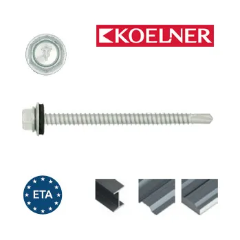 Šroub OC Samovrtné šrouby 4,8 mm s EPDM těsněním (4,8 x 38 mm / EPDM / SW8 / zinek bílý / max provrtání 3mm / 250ks)