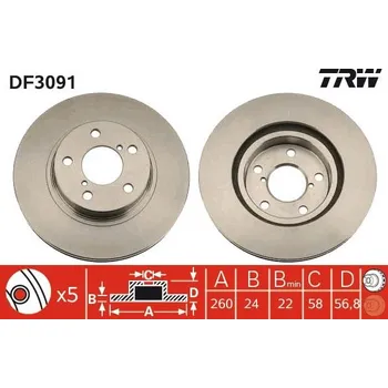 Brzdový kotouč Brzdový kotouč TRW DF3091