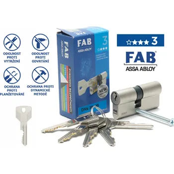 Vložka do dveří Oboustranná cylindrická vložka FAB 3.00 / RC3, SS4=2 (40 + 80 mm / nikl satén / 1ks)