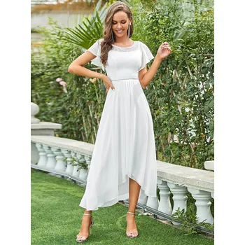 Dámské šaty Ever Pretty šaty ivory bílé asymetrické 465 Velikost: XXXL / 46 / 14 / 18