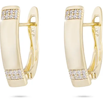 Náušnice biju Pozlacené náušnice 14k, zaoblený proužek ozdobený zirkony 1002430