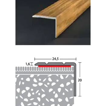 přechodová lišta Schodová hrana 24,5 x 20 mm / samolepicí (270 cm / dub / 1ks)