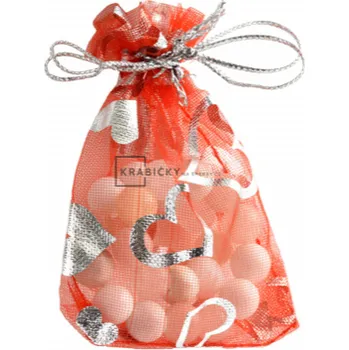 Dárkový organzový sáček - Valentýn červený (5,5x7,5cm)