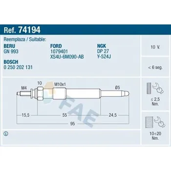 Zapalovací a žhavicí svíčka Žhavící svíčka FAE 74194