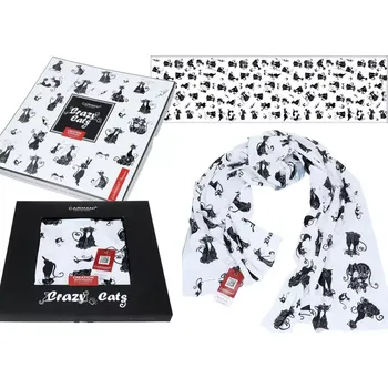 Šátek Carmani® Carmani - Šátek Kočky, Crazy cats v dárkovém balení - 45*180 cm