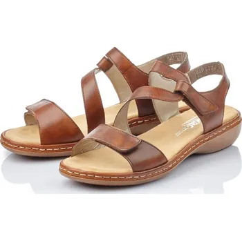 Dámské sandále Dámské kožené sandálky 659C7-24 Rieker hnědá Barva: braun, Velikost: 39