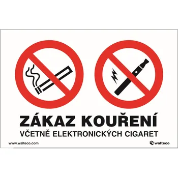 Walteco Zákaz kouření včetně elektronických cigaret 15 x 10 cm
