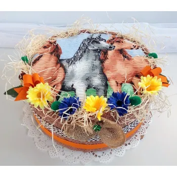 Bytová dekorace Veratex Textilní dort jednopatrový koně