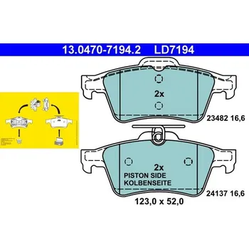Brzdová destička Sada brzdových destiček, kotoučová brzda ATE 13.0470-7194.2