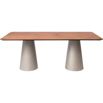 Jídelní stůl Hnědý dubový jídelní stůl Marco Barotti 180 x 90 cm s matnou stříbrnou podnoží