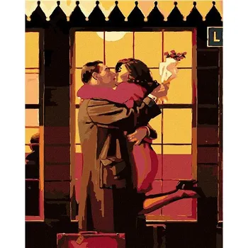 Malování podle čísel - Zamilované přivítání s růžemi, 40x50 cm, bez rámu a bez vypnutí plátna