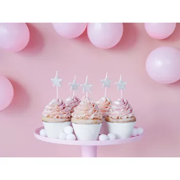 Svíčka Stříbrné hvězdičky dortové svíčky SCS-7-018B - Partydeco