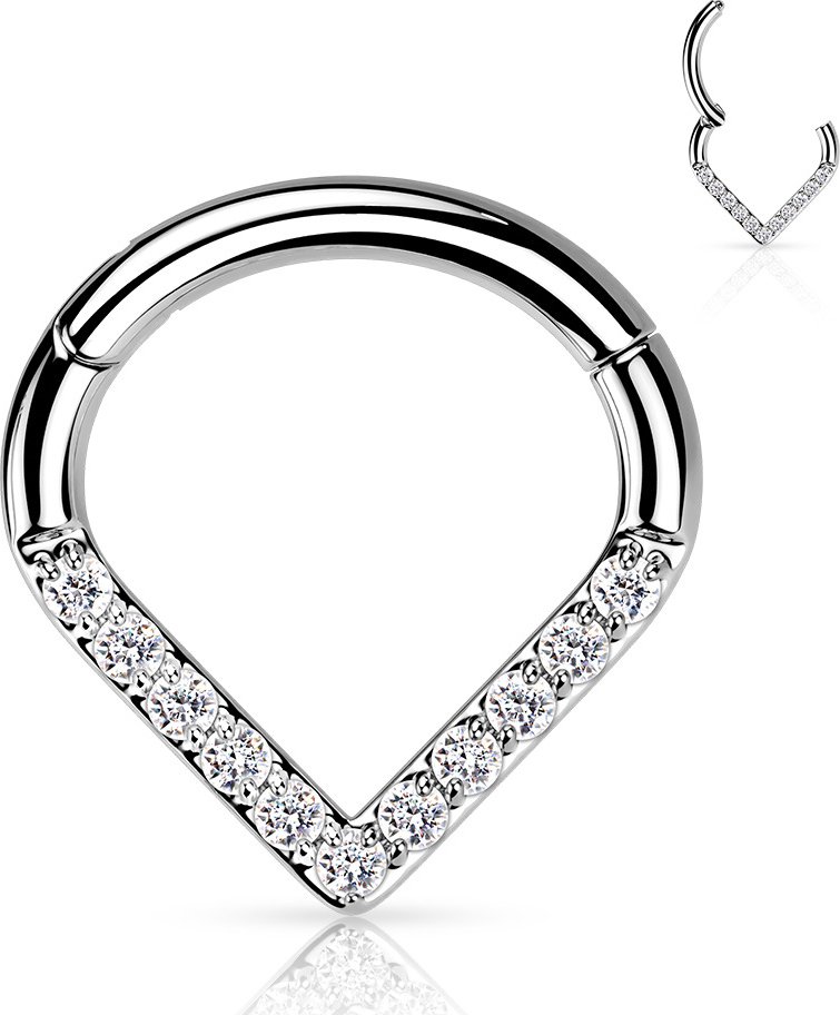 Šperky4U Piercing se zirkony - septum / helix / cartilage TITAN, 1,2 x 8 mm - TIT1133-1208