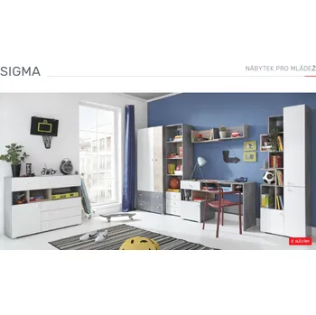 Dětsný nábytek Meblar Sestava Sigma E Barva: - beton + bílý lux + dub