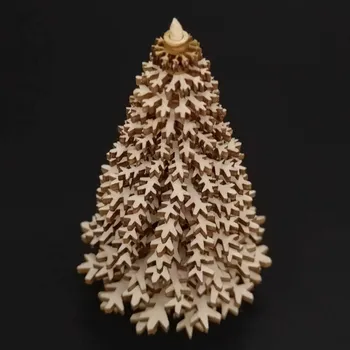 Vánoční dekorace AMADEA Dřevěná dekorace 3D strom přírodní 11cm