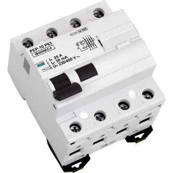 Jistič 06-40250302 PEP 10P63 Proudový chránič magnetický PEP-10P63 (10 kA) 4P pro 0 až 25A/ 30 mA (AC), Bonega