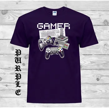 Chlapecké tričko detske-levne-bavlnene-tricko-potisk-ovladac-klavesnice-joystik Barva: Purple - purpurová, velikost: 152