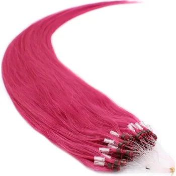 Příčesek 50cm vlasy evropského typu pro metodu Micro Ring / Easy Loop 0,5g/pr. – růžová
