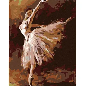 Malování podle čísel - Baletka stojící na jedné noze, 40x50 cm, bez rámu a bez vypnutí plátna