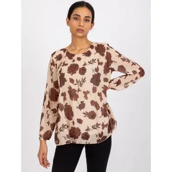 Dámská halenka Dámská halenka květinová LIANA béžovo-hnědá