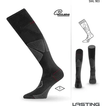 Pánské termo ponožky Lasting merino lyžařské podkolenky SWL černé - S (34-37)