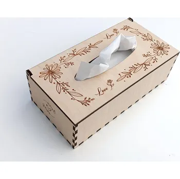 Dárková krabička MAJADESIGN Dřevěná krabička na kapesníky - LOVE