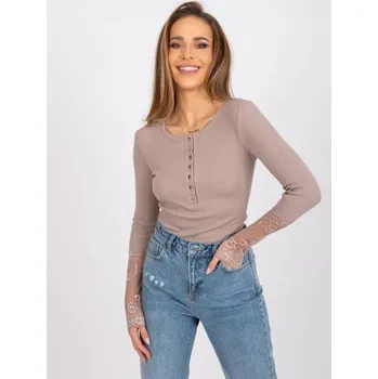 Dámská halenka Dámská halenka s krajkou Beatrice RUE PARIS tmavě béžová