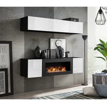 Obývací stěna ImportWorld Obývací stěna Zdenko N1, černá matná/bílý lesk