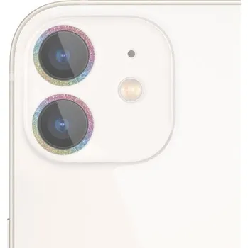Tvrzené sklo se třpytivými rámečky k ochraně čoček fotoaparátu pro iPhone 11 - duhové