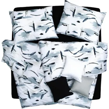 Povlečení SCANquilt povlečení SATÉN TENCEL DESIGN japan bílošedočerná 140 x 200/70 x 90 cm