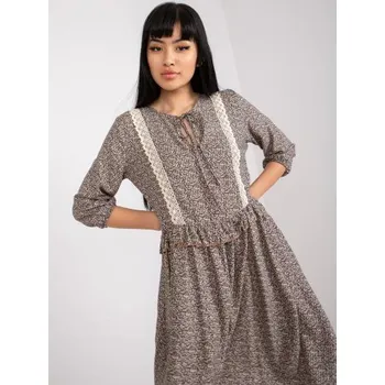 Oblečení a móda Dámské šaty s 3/4 rukávy RUE PARIS hnědé