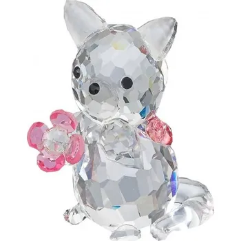 Preciosa Skleněná figurka Kočička s kytičkou z českého křišťálu Preciosa 1049 69