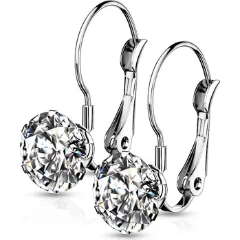 Náušnice Ocelové náušnice, čiré kameny