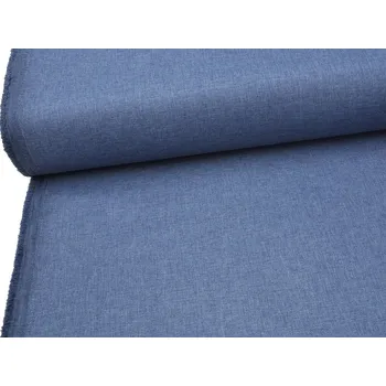 Mirtex Tkanina OXFORD LINEN 200/L83 Modrá Indigo šíře 160cm Zbytková metráž