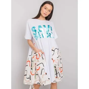 Dámské šaty Dámské šaty s nápisem EBBA bílé a béžové