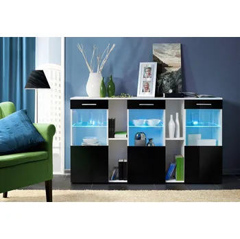 Komoda ImportWorld Komoda Odilon, bílá matná/černý lesk