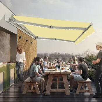 Stínicí technika Kazetová elektrická markýza VIRGINIA s LED Osvětlením 4x3m Béžová