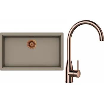 Granitový dřez Set Schock S29-4 (dřez Kiruna N-100XL Twilight + baterie Kavus Měď + komponenty Měď)