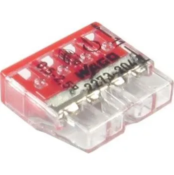 svorka Svorka Wago 2273-204, 0,5-2,5 mm2, 4 vodiče, transparentní/červená
