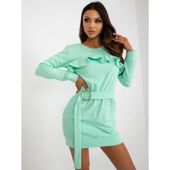 Dámské šaty Dámské šaty s kapsami a páskem mini teplákové NEVAEH mátové