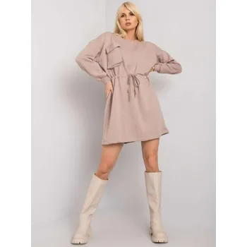 Dámské šaty Dámské šaty oversize Kelbi RUE PARIS tmavě béžové