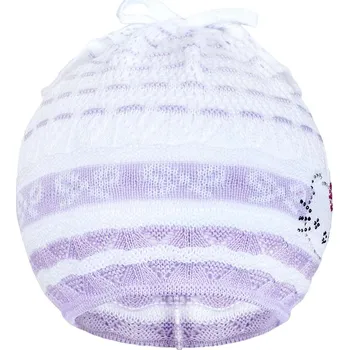 Kojenecká čepice Pletená čepička-šátek New Baby kočička fialová, vel. 104 (3-4r)