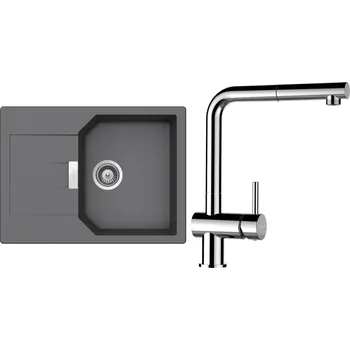 Granitový dřez Set Schock S16-11 (dřez Manhattan D-100S Croma + baterie Epos.120 Chrom)