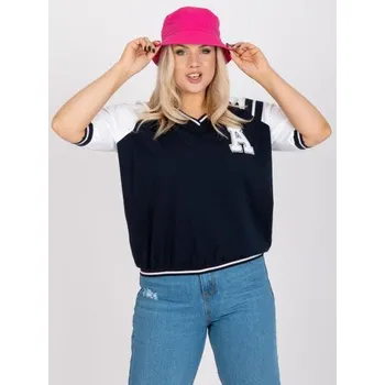Dámská halenka Dámská halenka plus size s krátkým rukávem SHORTY modrobílá